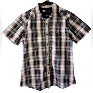 Prana Plaid Button Down Short Sleeve Shirt, Mens Size Small